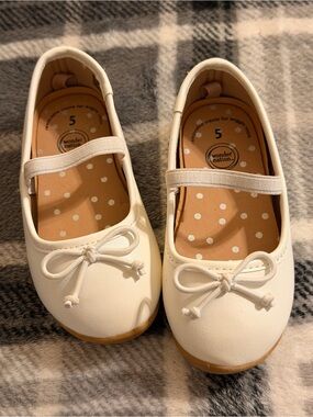 wonder nation White Girls' Mary Jane Bow Flats